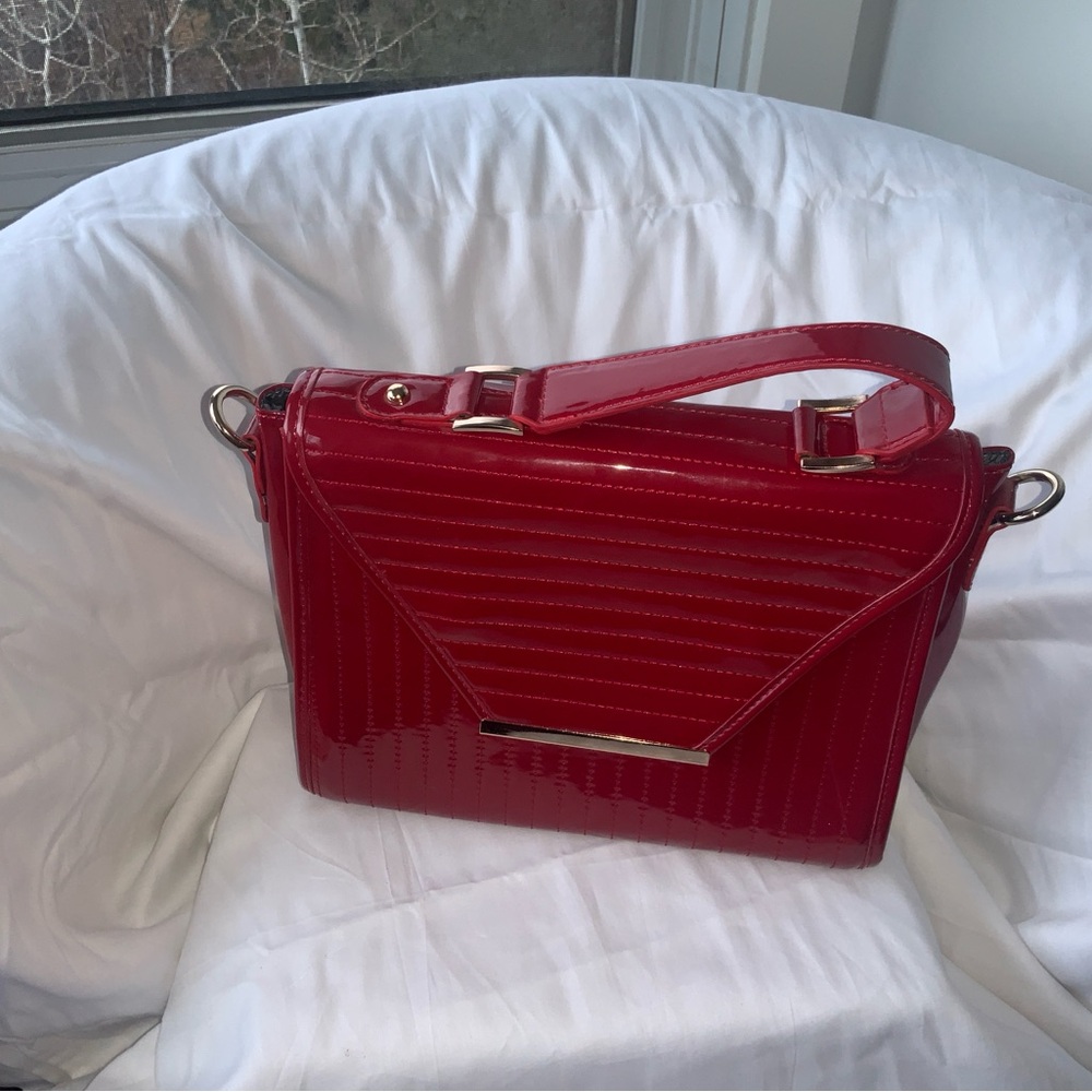 Red Faux Patent Leather Medium Size Bag, NWOT